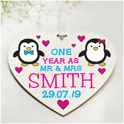 £6.99 • Buy PERSONALISED Penguin Couples Wedding Anniversary Gifts For Wife Husband ANY Year