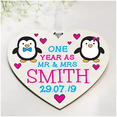 £6.99 • Buy PERSONALISED Penguin Couples Wedding Anniversary Gifts For Wife Husband ANY Year