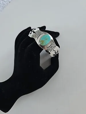 Vtg Sterling Silver Turquoise Cut Out Thunderbird Cuff Bracelet 6.5  • $77.99