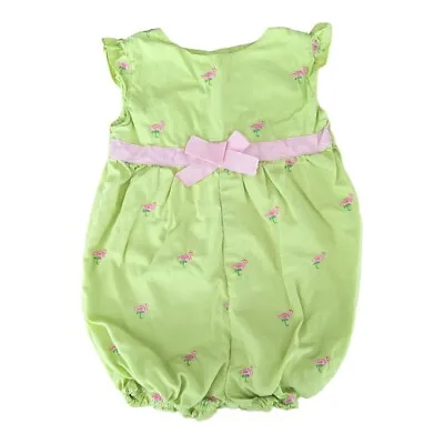 2006 Gymboree Baby Girls Lime Green & Pink Flamingo Bubble Romper Size 3-6 M • $7.99