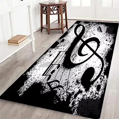 Music Rug Music Notes Long Runner Rug For HallwayBlack And White Music Notati... • $52.16