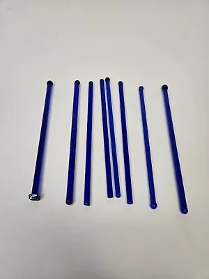 Lot Of 8 Var. Vintage Cobalt Blue Glass Swizzle Sticks Cocktail Stirrers Barware • $39.95