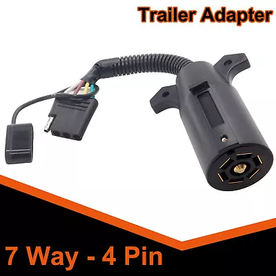 7-Way To 4-Way Flat Blade Truck RV Trailer Wiring Adapter Connector Plug 7/4 Pin • $11.03