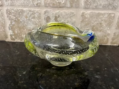 1960s Murano Ashtray Bowl Blue Yellow • $49.99