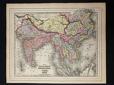 Vintage MAP HINDOOSTAN FARTHERN INDIA CHINA TIBET + - 1894 A. L. Smith • $14.99