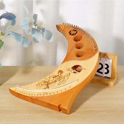 19 String Moon Harp Lyre Mahogany Nylon With Tuning Wrench W/ Technical Manual • $75.20