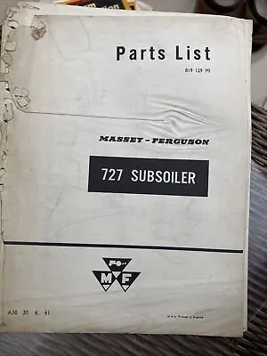£4.99 • Buy Massey Ferguson 727  Subsoiler 6  Parts Pages 1961
