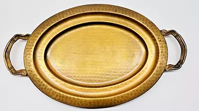 Vintage Hammered Copper Oval Serving Tray Platter With Handles 20  X 11.75  • $45