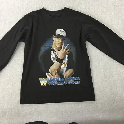 John Cena Kids Boys WWF WWE Shirt Youth Size S Black Long Sleeve Pullover • $13.98