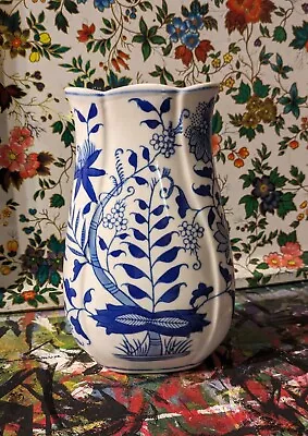 Vintage Blue And White Floral Flower Vase Formalities By Baum Bros Delft Pattern • $15