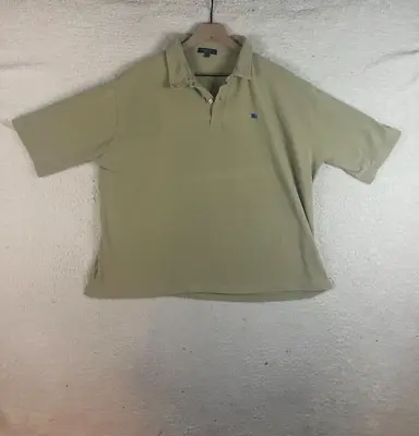 Burberry Polo Shirt Mens 2XL Olive Short Sleeve Cotton Embroidered Cotton • $39.88