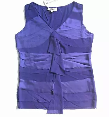 Philosophy Republic Purple Ruffle Sleeveless Stretch Knit Top Shirt  NWT • $19