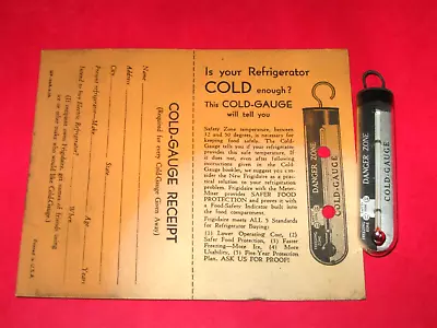 Vintage 1936 Frigidaire Refrigerator Cold Gauge Thermometer W/Display Card • $14.95