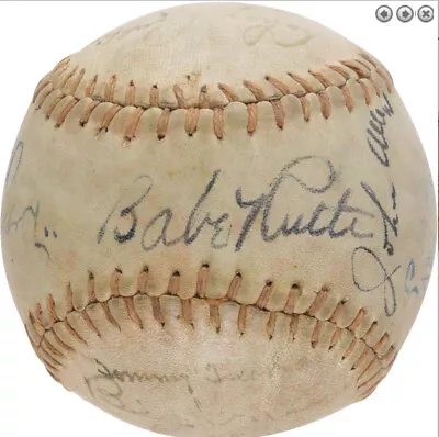 1930s Yankees/Cardinals Signed Baseball W/Babe Ruth & Lou Gehrig PSA/DNA 188249 • $17500