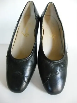 £12 • Buy Equity Ladies Black Leather Court Shoes Size 3 Ee 36 Rhapsody Mid Heel Comfort
