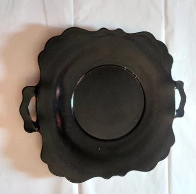 $12.99 • Buy LE Smith Mt Pleasant Black Amethyst Cake Plate W/ Two Handles Vtg Art Deco
