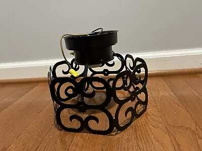 VINTAGE Mid Century Modern Black Metal Scroll Flush CEILING LIGHT • $39.99