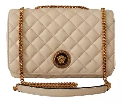 Versace Elegant White Nappa Leather Shoulder Bag • $1592.10