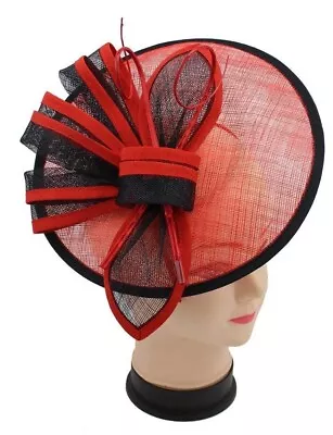 Fascinator Women's Large Headband Clip Hat Weddings Round Disc Races Royal Ascot • £16.85