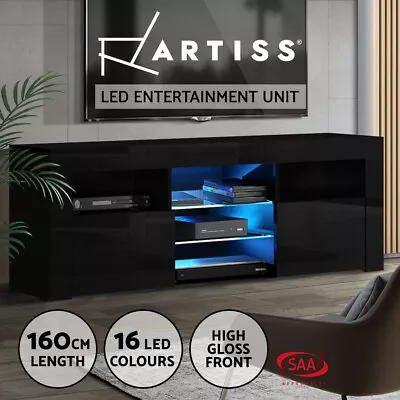$169.95 • Buy Artiss TV Cabinet Entertainment Unit Stand RGB LED Gloss Furniture 160cm Black