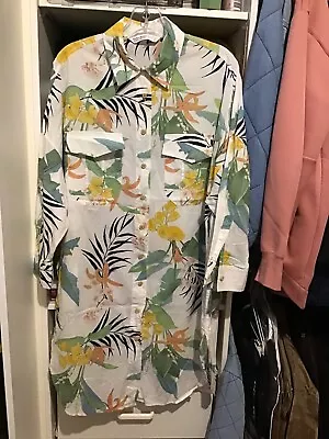 Zara Basic Denim Featherweight Shirt Dress Tropical Size M/L • $24.95