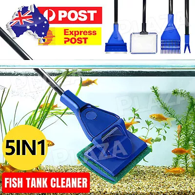 $12.85 • Buy Water Aquarium Cleaning Tool 5 In1 Fish Tank Gravel Vacuum Glass Cleaner Brush
