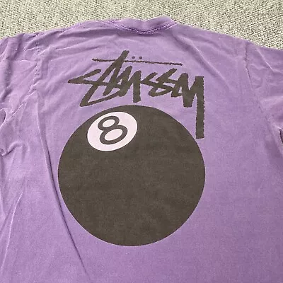 Stussy 8 Ball Tee Mens XL Purple Pool Billiards Short Sleeve Made In USA • $62.95