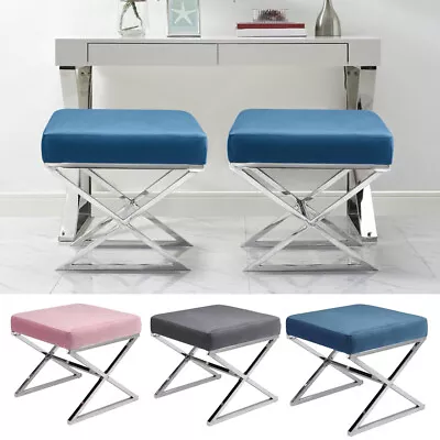 Velvet Dressing Table Chair Stool Bedroom Makeup Vanity Bench Soft Padded Seat • £52.95