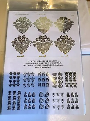 Pack Of 10 Gold Foil Lace Motifs Design Sheets Positive ImagesAs Pictured  (1) • £4.99