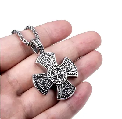 3D CELTIC CROSS IRISH KNOT VIKING Pendant 925 Sterling Silver 24  Necklace MEN • $13.89