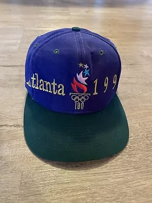 Vtg The Game 1996 ATLANTA OLYMPIC Games Torch 100 PURPLE/GREEN HAT Cap SNAPBACK • $14.99