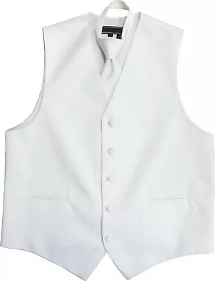 Men's Solid Color Adjustable Dress Vest & Neck Tie Set For Suit Or Tuxedo • $25.19