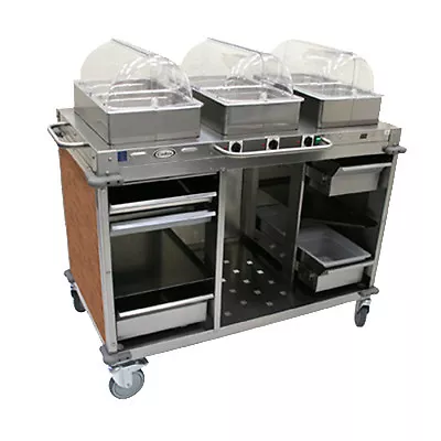 Cadco CBC-HHH-L1-4 Electric MobileServ Hot Food Buffet Cart - 4  Deep Steam Pans • $5639.20