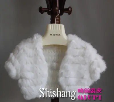 100% Real Rabbit Fur Knitted Bolero Cape Women Shrug Poncho Shawl Wedding Scarf • $40.60