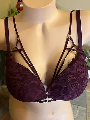 NEW La Senza Beyond Sexy Purple Lace Classic Push Up Underwire Bra 36DD NWOT • £13.88