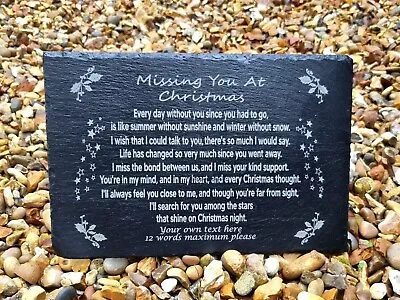 Personalised CHRISTMAS Memorial Slate Plaque Grave Marker Son Daughter Nan Nanny • £30.49