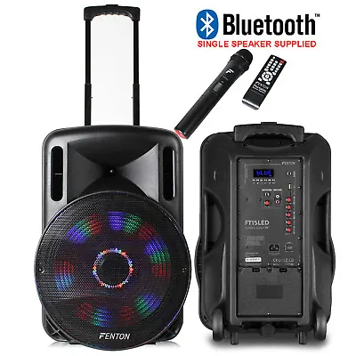 Fenton FT15LED Active 15  Portable Battery PA Bluetooth Speaker Wireless UHF Mic • £185
