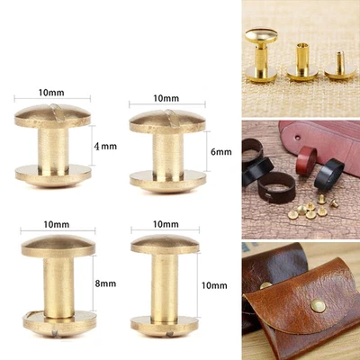 £4.70 • Buy 10x Arc Belt Screw Leather Craft Chicago Nail Brass Solid Rivet Stud Head 4-10mm