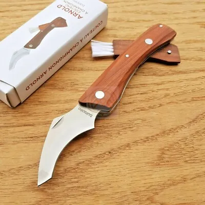 Baladeo Arnold Mushroom Folding Knife 2.5  420 Steel Curve Blade Wood Handle • $28.19