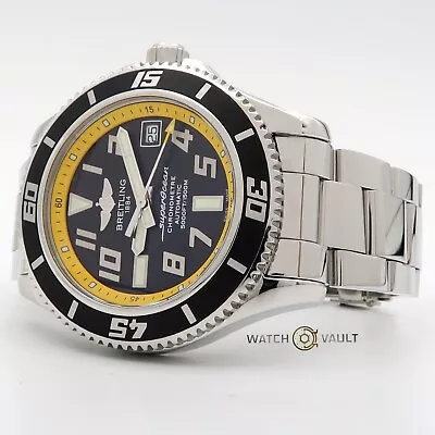 Breitling Superocean 42 Black/Yellow Dial Stainless Steel Automatic 42MM A17364 • $2495