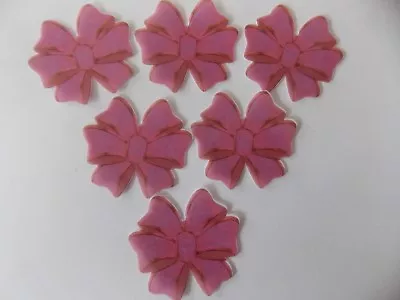 12 PRECUT Edible Deep Pink Bows Wafer/rice Paper Cake/cupcake Toppers • £2.85