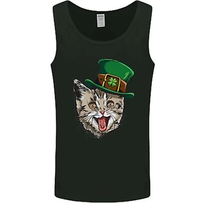 $14.79 • Buy St Patricks Day Cat Funny Irish Mens Vest Tank Top