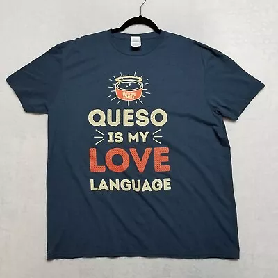 T Shirt Men XL Graphic Funny Delta Soft Queso Is My Love Language Blue Moe's • $10