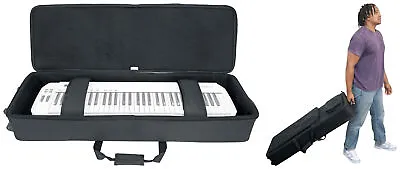 Rockville 61 Key Keyboard Case W/ Wheels+Trolley Handle For M-Audio Axiom Pro61 • $139.95