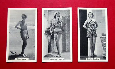 MURRAY 3 VINTAGE 1939  REAL PHOTO CIGARETTE CARDS  BATHING BELLES  No's 25-37-38 • £1.89