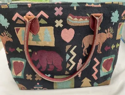 Vintage Orvis Carpetbag Tote Purse Bag Southwestern Wildlife Tapestry • £30