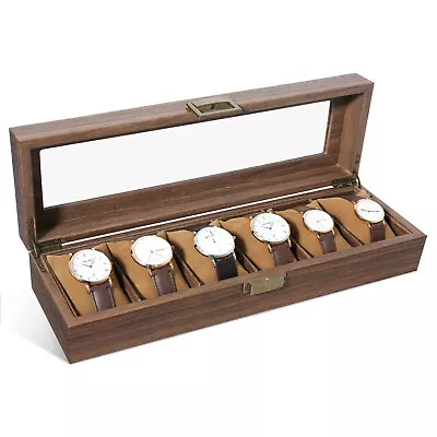 6 Slots Mens Watch Box Case Organizer Watches Holder Jewelry Storage Display • $28.49