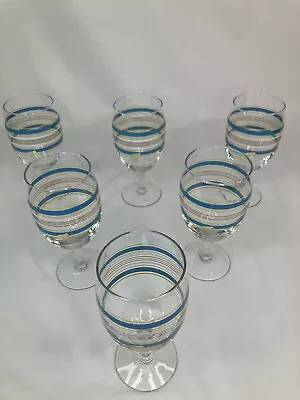 FIESTA Ware Set Of 6 MAMBO Drinking Glasses MULTI Striped Stemmed WINE GLASSES • $44