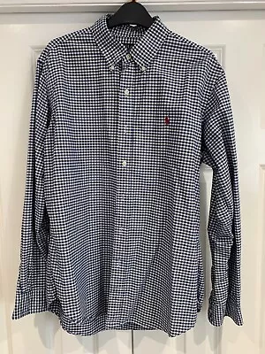 Mens Ralph Lauren Shirt Custom Fit Large. Blue Fine Check. • £4.99