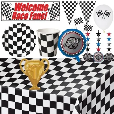 Chequered Flag Party Supplies Decorations Balloons Tableware - Racing Motorsport • £3.55
